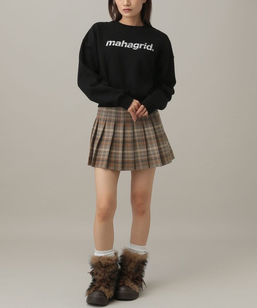 3.3 Field Trip （3.3フィールドトリップ）の「3.3 Field Trip／チェック微起毛プリーツミニスカート（スカート・レディース・ブラウン/ネイビー・SMALL/MEDIUM）」の3枚目の写真