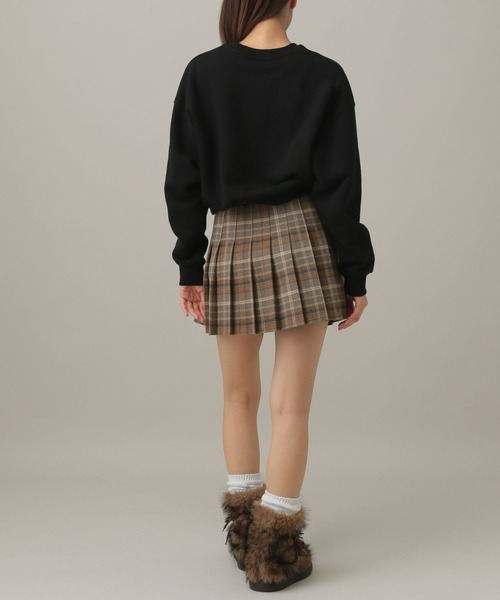 3.3 Field Trip （3.3フィールドトリップ）の「3.3 Field Trip／チェック微起毛プリーツミニスカート（スカート・レディース・ブラウン/ネイビー・SMALL/MEDIUM）」の5枚目の写真