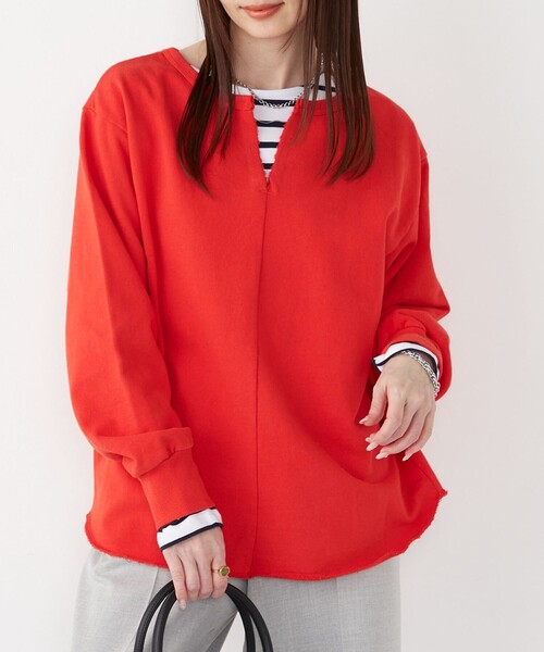 SHIPS Colors(シップス カラーズ)の「SHIPS Colors:〈手洗い可能〉USA 裏毛 スキッパー プルオーバー(Tシャツ/カットソー・レディース・ブラック/ブラウン/オレンジ・ONE SIZE)」の3枚目の写真
