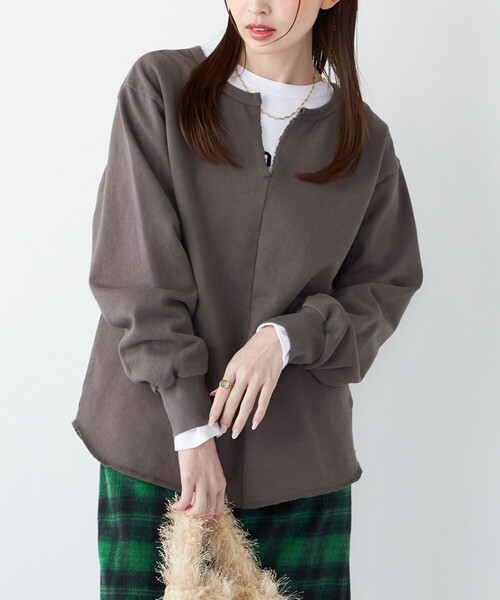 SHIPS Colors(シップス カラーズ)の「SHIPS Colors:〈手洗い可能〉USA 裏毛 スキッパー プルオーバー(Tシャツ/カットソー・レディース・ブラック/ブラウン/オレンジ・ONE SIZE)」の1枚目の写真
