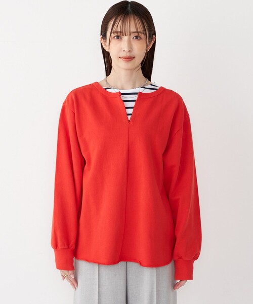 SHIPS Colors(シップス カラーズ)の「SHIPS Colors:〈手洗い可能〉USA 裏毛 スキッパー プルオーバー(Tシャツ/カットソー・レディース・ブラック/ブラウン/オレンジ・ONE SIZE)」の4枚目の写真