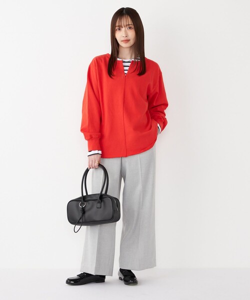 SHIPS Colors(シップス カラーズ)の「SHIPS Colors:〈手洗い可能〉USA 裏毛 スキッパー プルオーバー(Tシャツ/カットソー・レディース・ブラック/ブラウン/オレンジ・ONE SIZE)」の9枚目の写真