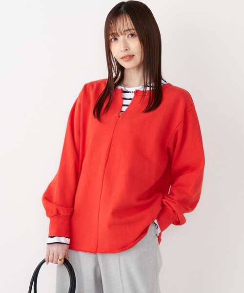 SHIPS Colors(シップス カラーズ)の「SHIPS Colors:〈手洗い可能〉USA 裏毛 スキッパー プルオーバー(Tシャツ/カットソー・レディース・ブラック/ブラウン/オレンジ・ONE SIZE)」の16枚目の写真