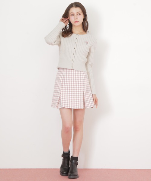 JILL by JILL STUART(ジルバイジルスチュアート)の「◇千鳥ツイードタイトミニスカート(スカート・レディース・ベージュ/ピンク/ブラック・MEDIUM/SMALL)」の3枚目の写真