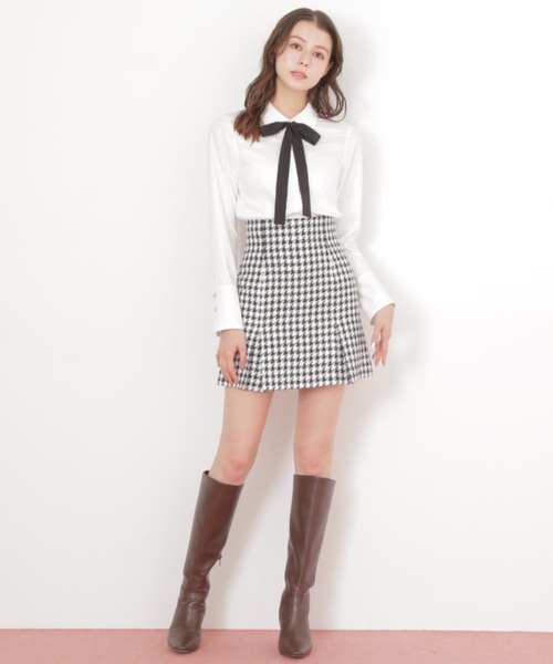 JILL by JILL STUART(ジルバイジルスチュアート)の「◇千鳥ツイードタイトミニスカート(スカート・レディース・ベージュ/ピンク/ブラック・MEDIUM/SMALL)」の9枚目の写真