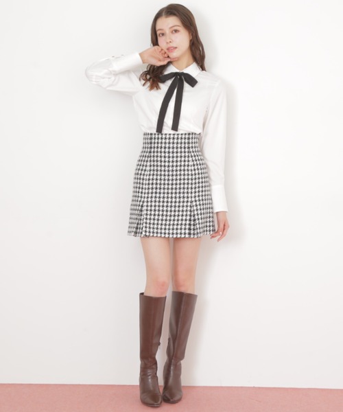 JILL by JILL STUART(ジルバイジルスチュアート)の「◇千鳥ツイードタイトミニスカート(スカート・レディース・ベージュ/ピンク/ブラック・MEDIUM/SMALL)」の11枚目の写真