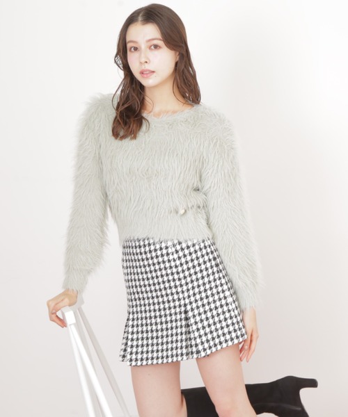 JILL by JILL STUART(ジルバイジルスチュアート)の「◇千鳥ツイードタイトミニスカート(スカート・レディース・ベージュ/ピンク/ブラック・MEDIUM/SMALL)」の4枚目の写真