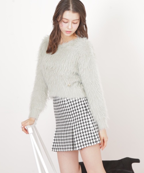 JILL by JILL STUART(ジルバイジルスチュアート)の「◇千鳥ツイードタイトミニスカート(スカート・レディース・ベージュ/ピンク/ブラック・MEDIUM/SMALL)」の6枚目の写真