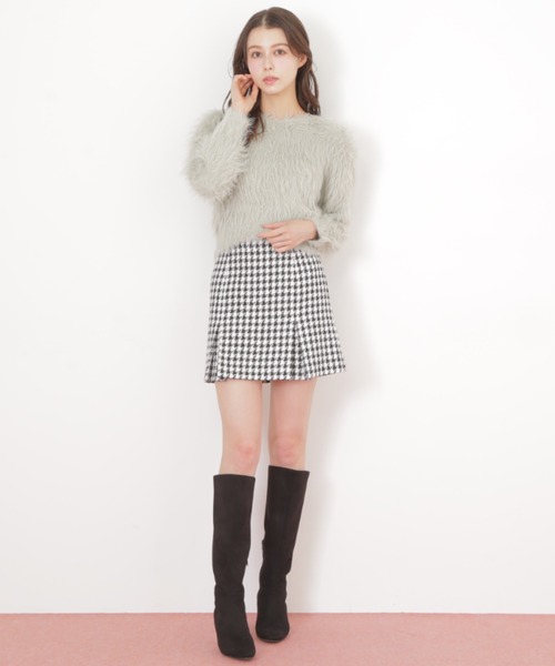 JILL by JILL STUART(ジルバイジルスチュアート)の「◇千鳥ツイードタイトミニスカート(スカート・レディース・ベージュ/ピンク/ブラック・MEDIUM/SMALL)」の7枚目の写真