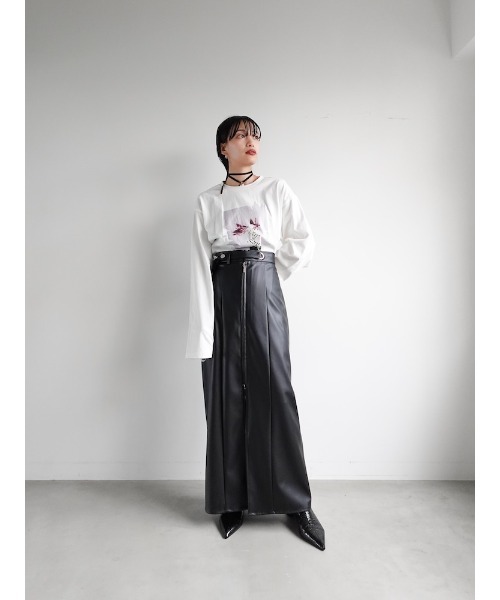 sahara（サハラ）の「Flower Photo Long Tee/フラワーフォトロングティーシャツ（Tシャツ/カットソー・レディース・ホワイト系3/ブラック系2/ホワイト系4/ブラック系1・FREE）」の14枚目の写真