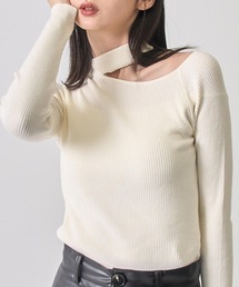 ANAP（アナップ）の「チョーカーネック オープンショルダー リブニット（ニット/セーター・レディース）」