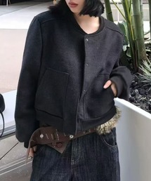 lilful（リルフル）の「ビッグポケット シンプルノーカラージャケット（ノーカラージャケット）」