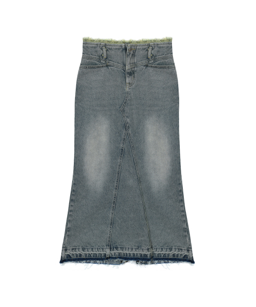 NICK&NICOLE(ニックアンドニコール)の「WASHED FRINGE LONG DENIM SKIRT_BLUE(スカート・レディース・その他・SMALL/MEDIUM/LARGE)」の1枚目の写真