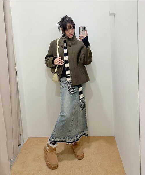 NICK&NICOLE(ニックアンドニコール)の「WASHED FRINGE LONG DENIM SKIRT_BLUE(スカート・レディース・その他・SMALL/MEDIUM/LARGE)」の4枚目の写真