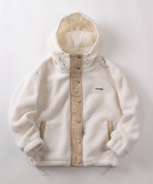 CONVERSE（コンバース）の「【71】【CONVERSE/コンバース】シープボア ワンポイントロゴ 切替 フードジャケット/ボアブルゾン（ブルゾン）」