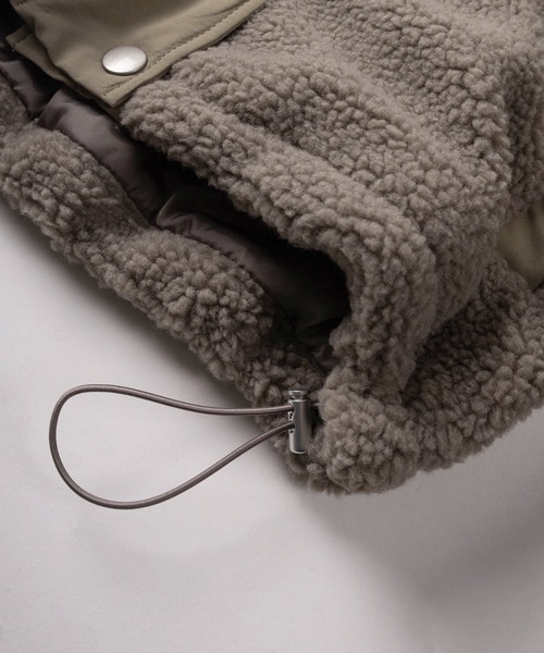 CONVERSE(コンバース)の「【71】【CONVERSE/コンバース】シープボア ワンポイントロゴ 切替 フードジャケット/ボアブルゾン(ブルゾン・レディース・ホワイト/ブラウン/ピンク/ブラック・M/L)」の9枚目の写真