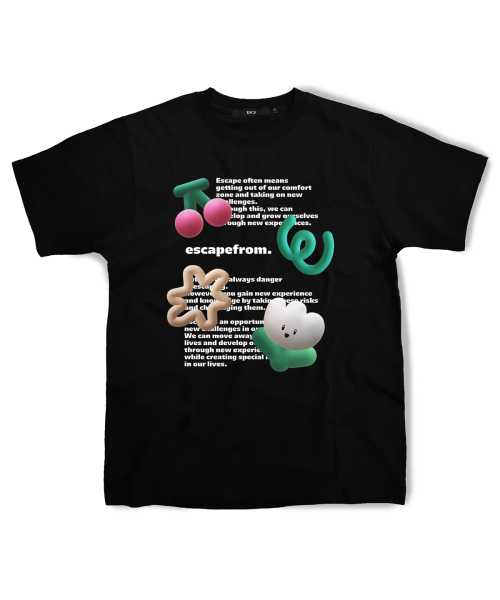 ESCAPEFROM(エスケープフロム)の「3DフラワープリントTシャツブラック(Tシャツ/カットソー・レディース・その他・SMALL/MEDIUM/LARGE)」の1枚目の写真