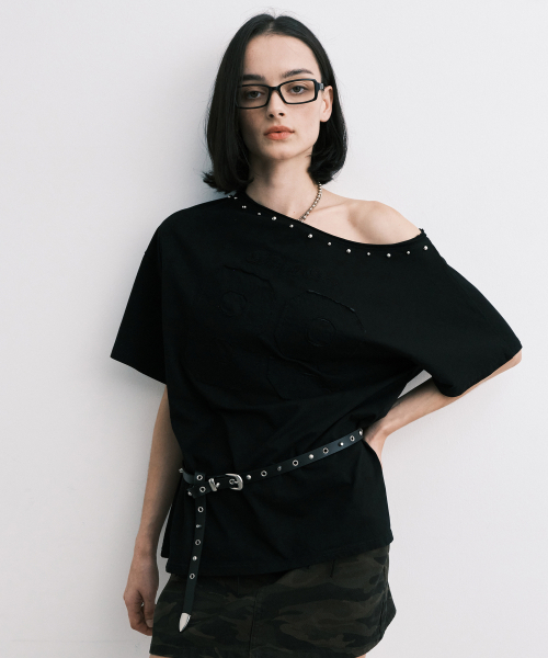 Midnight Move(ミッドナイトムーブ)の「89 rivet t (black)(Tシャツ/カットソー・レディース・その他・FREE)」の1枚目の写真
