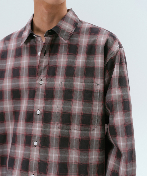 MUSINSA STANDARD（ムシンサスタンダード）の「リラックスドオンブレチェックシャツ[ブラック/レッド]（シャツ/ブラウス・メンズ・その他・SMALL/MEDIUM/LARGE/X-LARGE/XX-LARGE）」の5枚目の写真