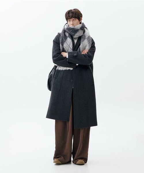 MUSINSA STANDARD（ムシンサスタンダード）の「カシミアブレンド特大バルマカンコート[チャコールグレー]（チェスターコート・メンズ・その他・LARGE/X-LARGE/XX-LARGE/MEDIUM）」の8枚目の写真