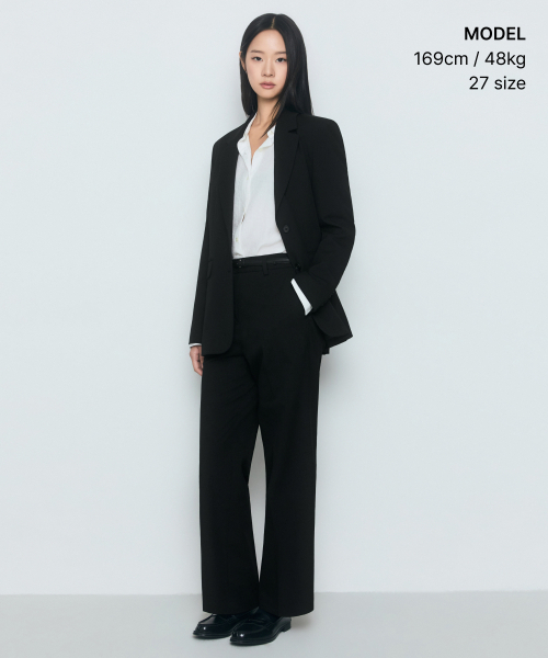 MUSINSA STANDARD WOMAN（ムシンサスタンダードウーマン）の「ウィメンズストレートヒドゥンバンディングスラックス[ブラック]（スラックス・レディース・その他・34/32/30/31/24/25/26/27/28/29）」の3枚目の写真