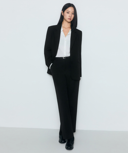MUSINSA STANDARD WOMAN（ムシンサスタンダードウーマン）の「ウィメンズストレートヒドゥンバンディングスラックス[ブラック]（スラックス・レディース・その他・34/32/30/31/24/25/26/27/28/29）」の4枚目の写真