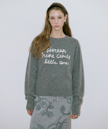 SINOON | Lettering Pullover Knit (Melange Grey)(ニット/セーター)