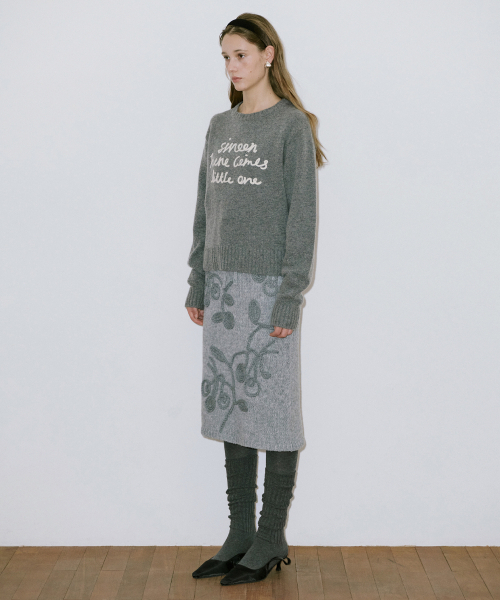 SINOON（シヌーン）の「Lettering Pullover Knit (Melange Grey)（ニット/セーター・レディース・グレー・FREE）」の3枚目の写真