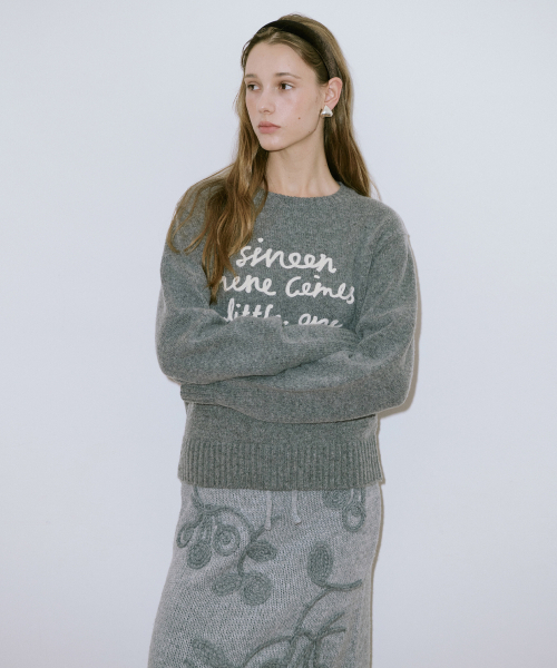 SINOON（シヌーン）の「Lettering Pullover Knit (Melange Grey)（ニット/セーター・レディース・グレー・FREE）」の4枚目の写真