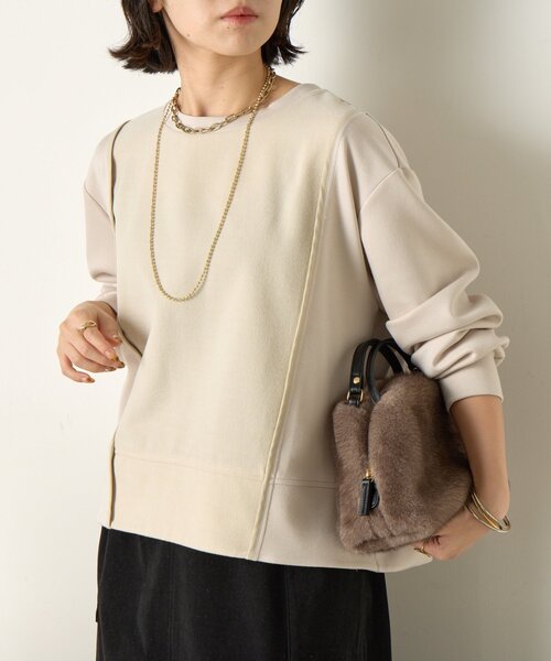 Jena espace merveilleux（ジェナ　エスパスメルヴェイユ）の「ウォーム切替バックタックカットソー（Tシャツ/カットソー・レディース・ネイビー/グレー/ベージュ・FREE）」の2枚目の写真
