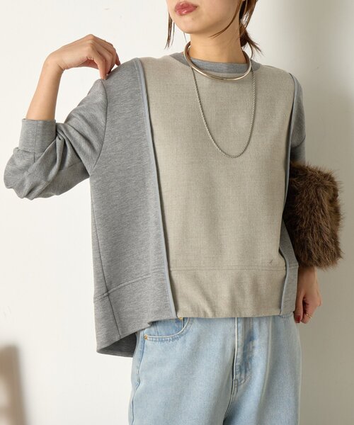Jena espace merveilleux（ジェナ　エスパスメルヴェイユ）の「ウォーム切替バックタックカットソー（Tシャツ/カットソー・レディース・ネイビー/グレー/ベージュ・FREE）」の8枚目の写真