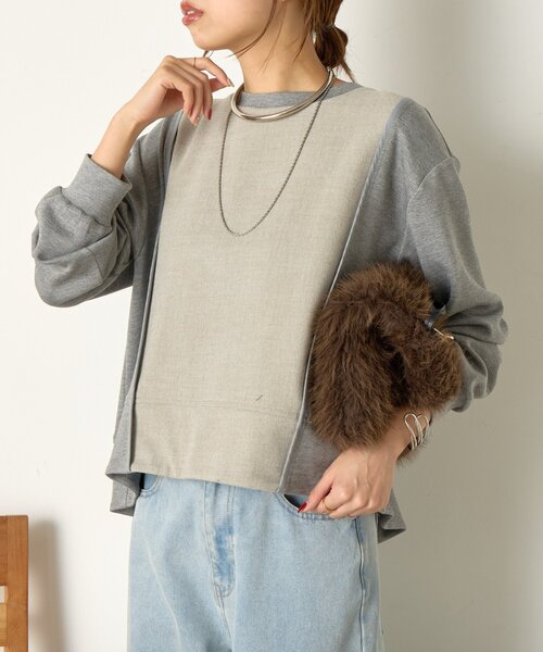 Jena espace merveilleux（ジェナ　エスパスメルヴェイユ）の「ウォーム切替バックタックカットソー（Tシャツ/カットソー・レディース・ネイビー/グレー/ベージュ・FREE）」の9枚目の写真
