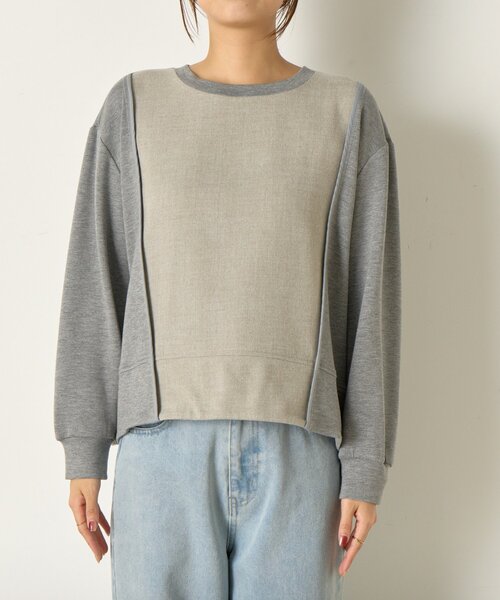 Jena espace merveilleux（ジェナ　エスパスメルヴェイユ）の「ウォーム切替バックタックカットソー（Tシャツ/カットソー・レディース・ネイビー/グレー/ベージュ・FREE）」の12枚目の写真