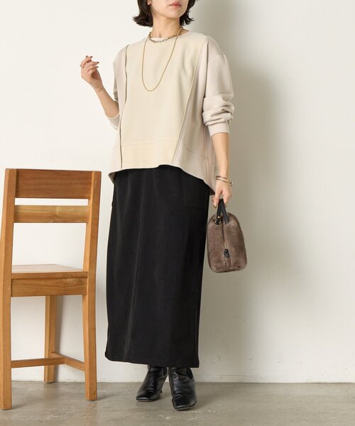 Jena espace merveilleux（ジェナ　エスパスメルヴェイユ）の「ウォーム切替バックタックカットソー（Tシャツ/カットソー・レディース・ネイビー/グレー/ベージュ・FREE）」の22枚目の写真