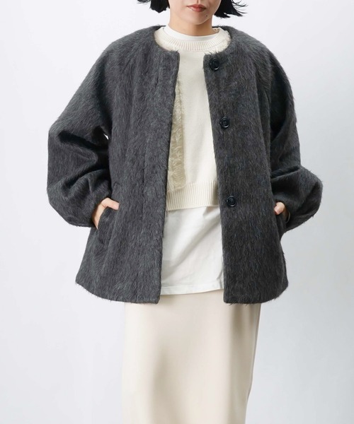 LUCA/LADY LUCK LUCA（ルカ/レディラックルカ）の「LC/LLL バックバルーンコート/ノーカラーシャギーコート（ノーカラーコート・レディース・アイボリー/チャコールグレー・FREE）」の13枚目の写真