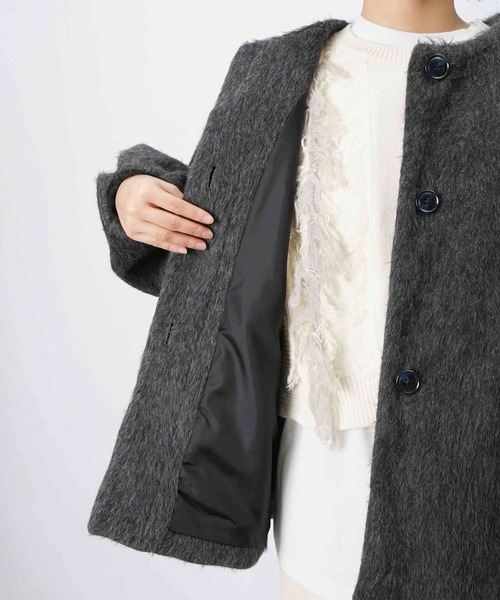 LUCA/LADY LUCK LUCA（ルカ/レディラックルカ）の「LC/LLL バックバルーンコート/ノーカラーシャギーコート（ノーカラーコート・レディース・アイボリー/チャコールグレー・FREE）」の21枚目の写真