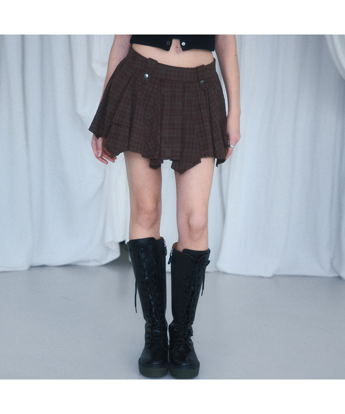 Check Drop Mini Skirt [Brown]