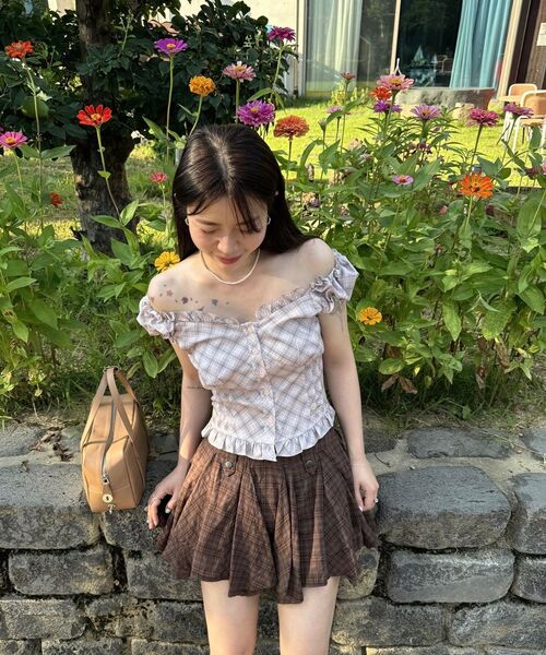ROSEFRANTZ（ロゼフランツ）の「Check Drop Mini Skirt [Brown]（スカート・レディース・ブラウン・MEDIUM/SMALL）」の5枚目の写真