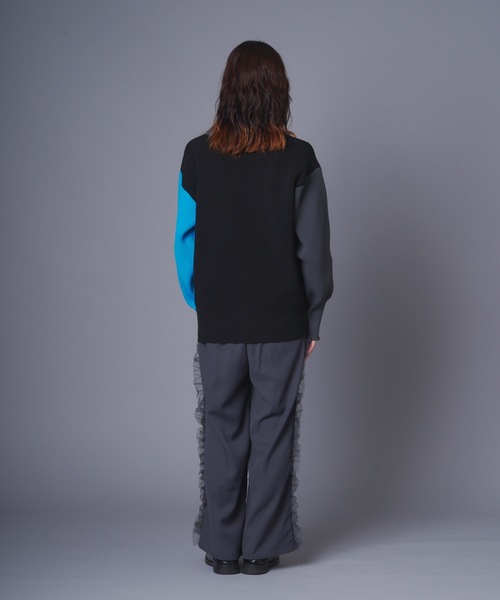 ブロッキングカラーダイバーニットMA-1ポケットプルオーバー（ニット