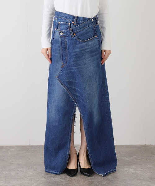 Bonum(ボナム)の「デニムラップスカート(デニムスカート・レディース・ネイビー/コバルトブルー・FREE)」の3枚目の写真