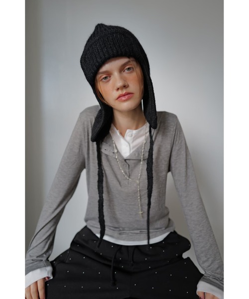 TRUNC(トランクエイティーエイト)の「Flight Knit BeanieⅡ(ニットキャップ/ビーニー・レディース・アイボリー/グレー/ブラック・FREE)」の2枚目の写真