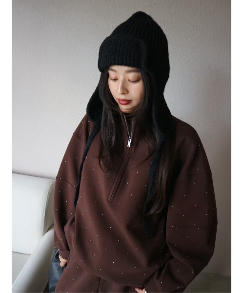 TRUNC(トランクエイティーエイト)の「Flight Knit BeanieⅡ(ニットキャップ/ビーニー・レディース・アイボリー/グレー/ブラック・FREE)」の8枚目の写真