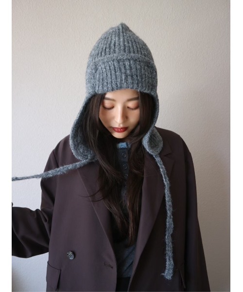 TRUNC(トランクエイティーエイト)の「Flight Knit BeanieⅡ(ニットキャップ/ビーニー・レディース・アイボリー/グレー/ブラック・FREE)」の9枚目の写真