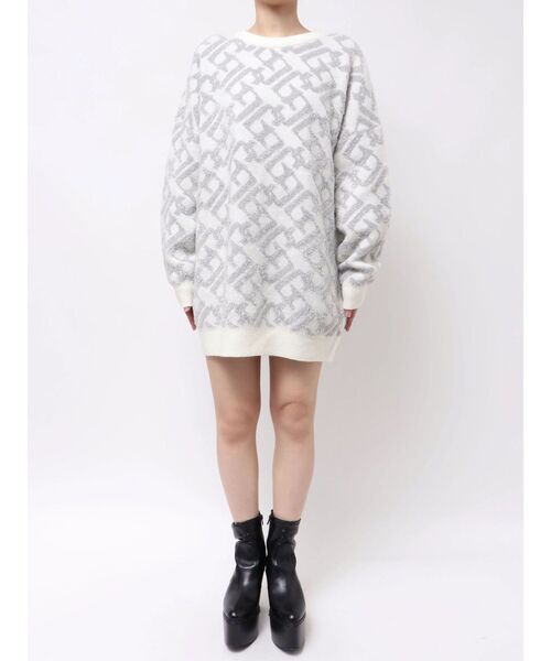GYDA（ジェイダ）の「GGチェーンロゴラメニットワンピース（ワンピース・レディース・オフホワイト/ブラック・FREE）」の9枚目の写真