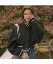O3707 Irish crop varsity jacket_Deep navy