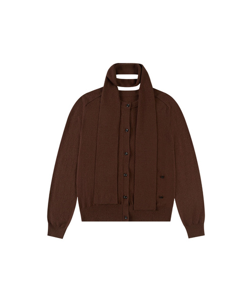 SIKN2165 スカーフラップニットカーディガン_Brown
