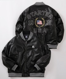 STARTER（スターター）の「【88】【STARTER/スターター】フェイクレザー バックロゴデザイン 中綿 スタジャン/ワンポイント刺繍/リブライン（スタジャン）」