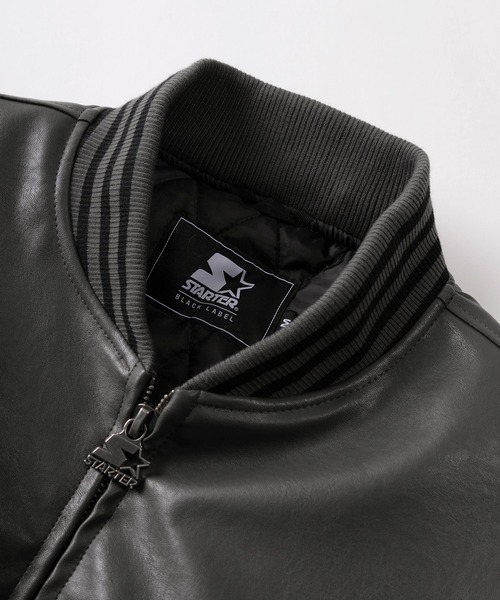 STARTER(スターター)の「【88】【STARTER/スターター】フェイクレザー バックロゴデザイン 中綿 スタジャン/ワンポイント刺繍/リブライン(スタジャン・メンズ・チャコールグレー/ブラック/ブラウン・M/L/XL)」の17枚目の写真