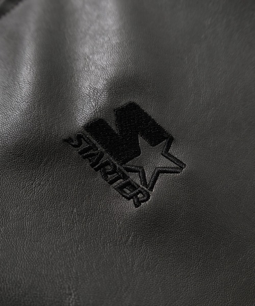 STARTER(スターター)の「【88】【STARTER/スターター】フェイクレザー バックロゴデザイン 中綿 スタジャン/ワンポイント刺繍/リブライン(スタジャン・メンズ・チャコールグレー/ブラック/ブラウン・M/L/XL)」の5枚目の写真