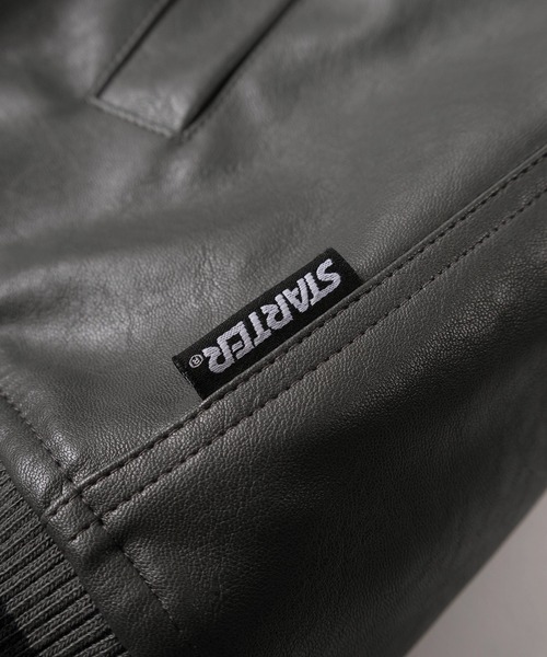 STARTER(スターター)の「【88】【STARTER/スターター】フェイクレザー バックロゴデザイン 中綿 スタジャン/ワンポイント刺繍/リブライン(スタジャン・メンズ・チャコールグレー/ブラック/ブラウン・M/L/XL)」の8枚目の写真